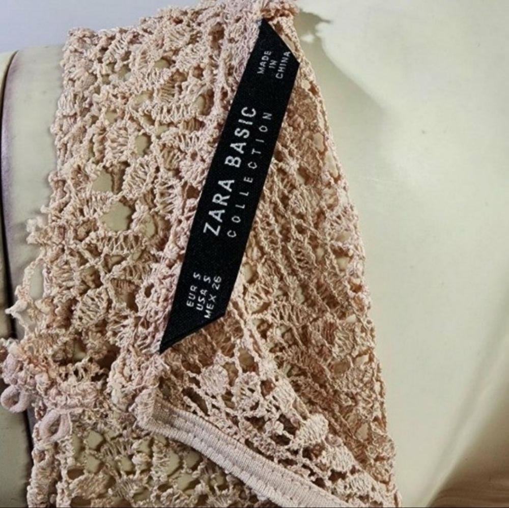 Zara Soft Beige Lace Short Dress, S, Sleeveless, Layered Top & Skirt, Gorgeous! - Picture 4 of 10